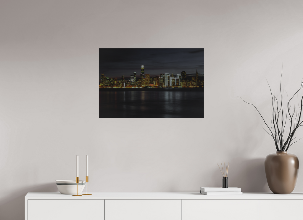 30 x 20″, ChromeLuxe Brushed City Skyline by Night