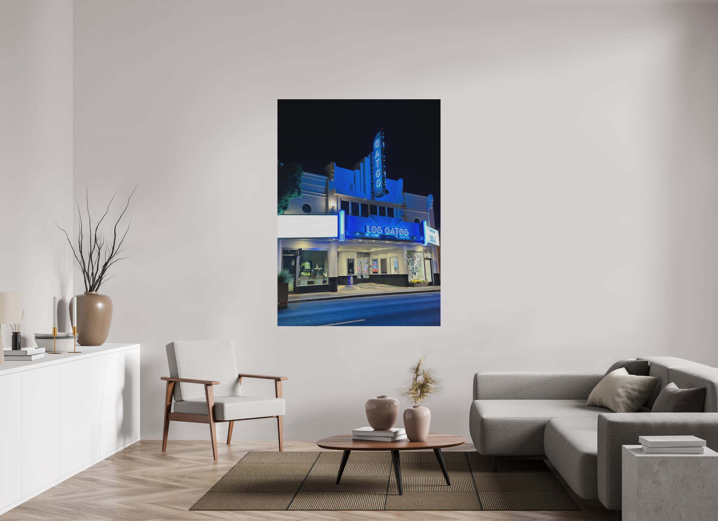 47 x 65.4″, ChromeLuxe Brushed Neon Dreams on Main Street